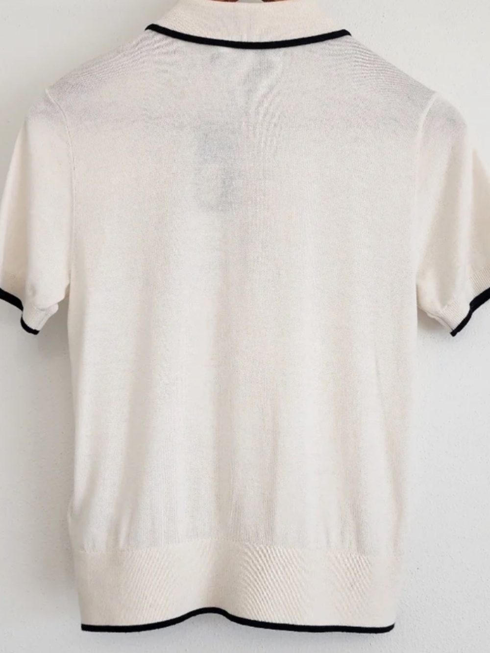 NWT $125 Lauren Ralph Lauren Ruffle Trim Short Sleeve Polo Sweater - Sz M - Picture 9 of 10